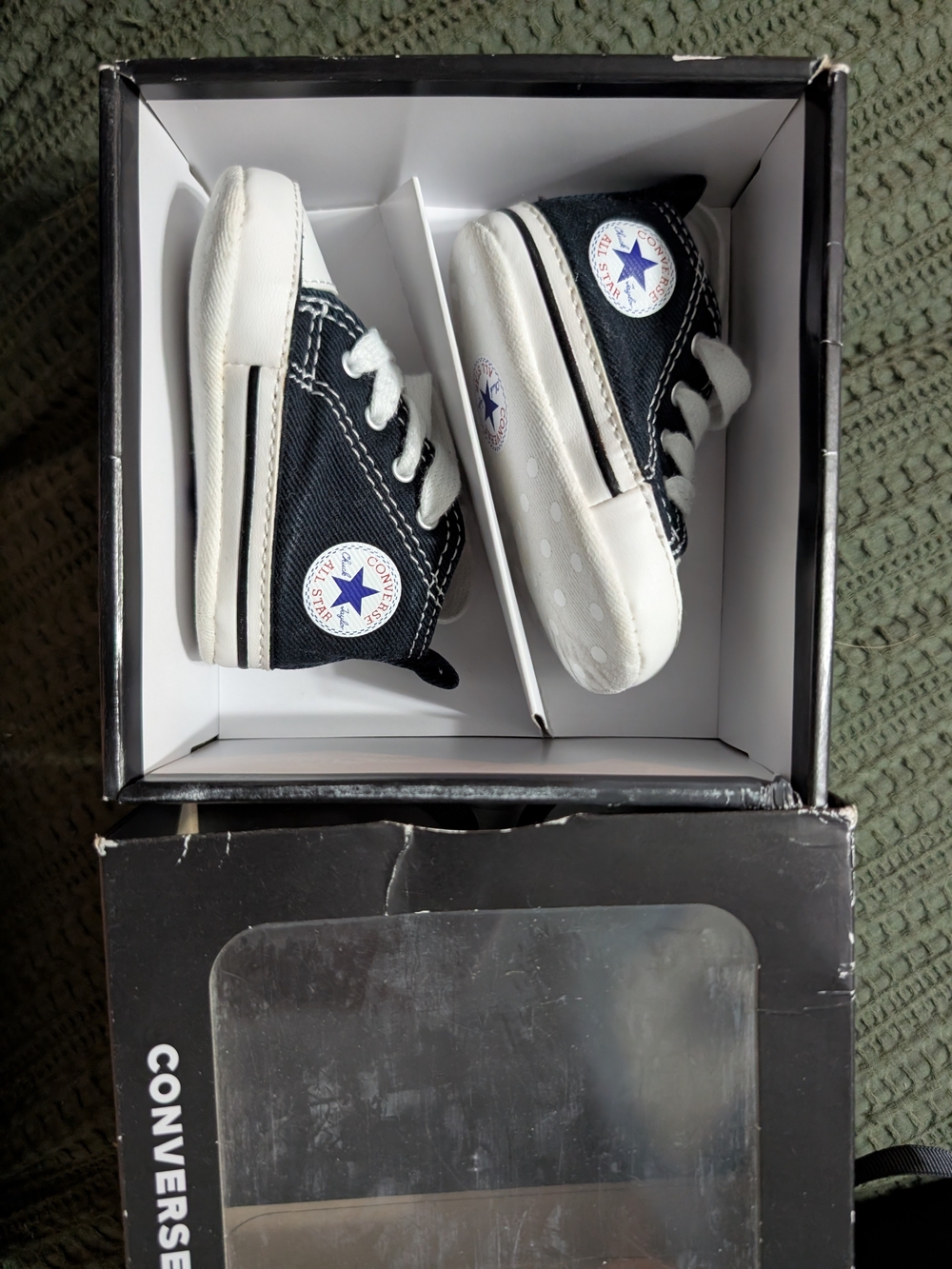 Converse Baby Black & White Canvas High-Top Crib Sneakers